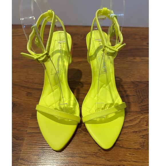 Kurt Geiger London Shoreditch Strappy Sandals Neon Yellow Size 7 NWT Bold Heels - Picture 3 of 13